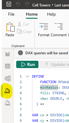 Location of DAX view in Power BI Desktop